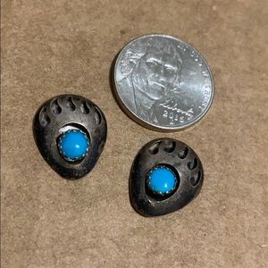 Native American Silver & Turquoise Ear Rings
